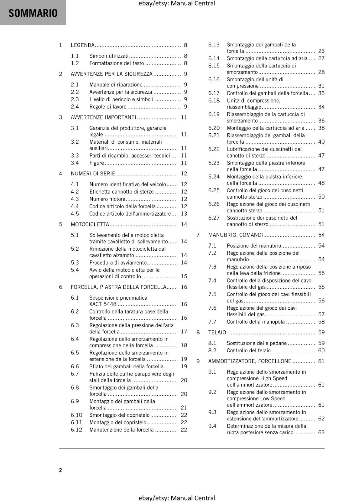 ITALIAN LANGUAGE - KTM 2022 - 250 SX  - MANUALE DI RIPARAZIONE