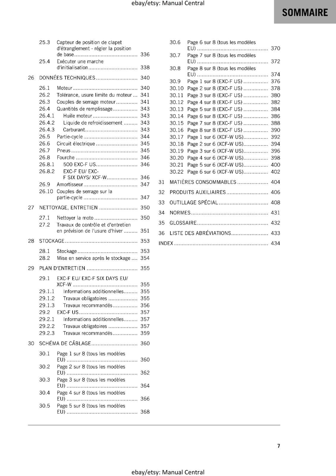 KTM 2021 - FRENCH LANGUAGE - 450 500 EXC-F SIX DAYS XCF-W - MANUEL DE REPARATION