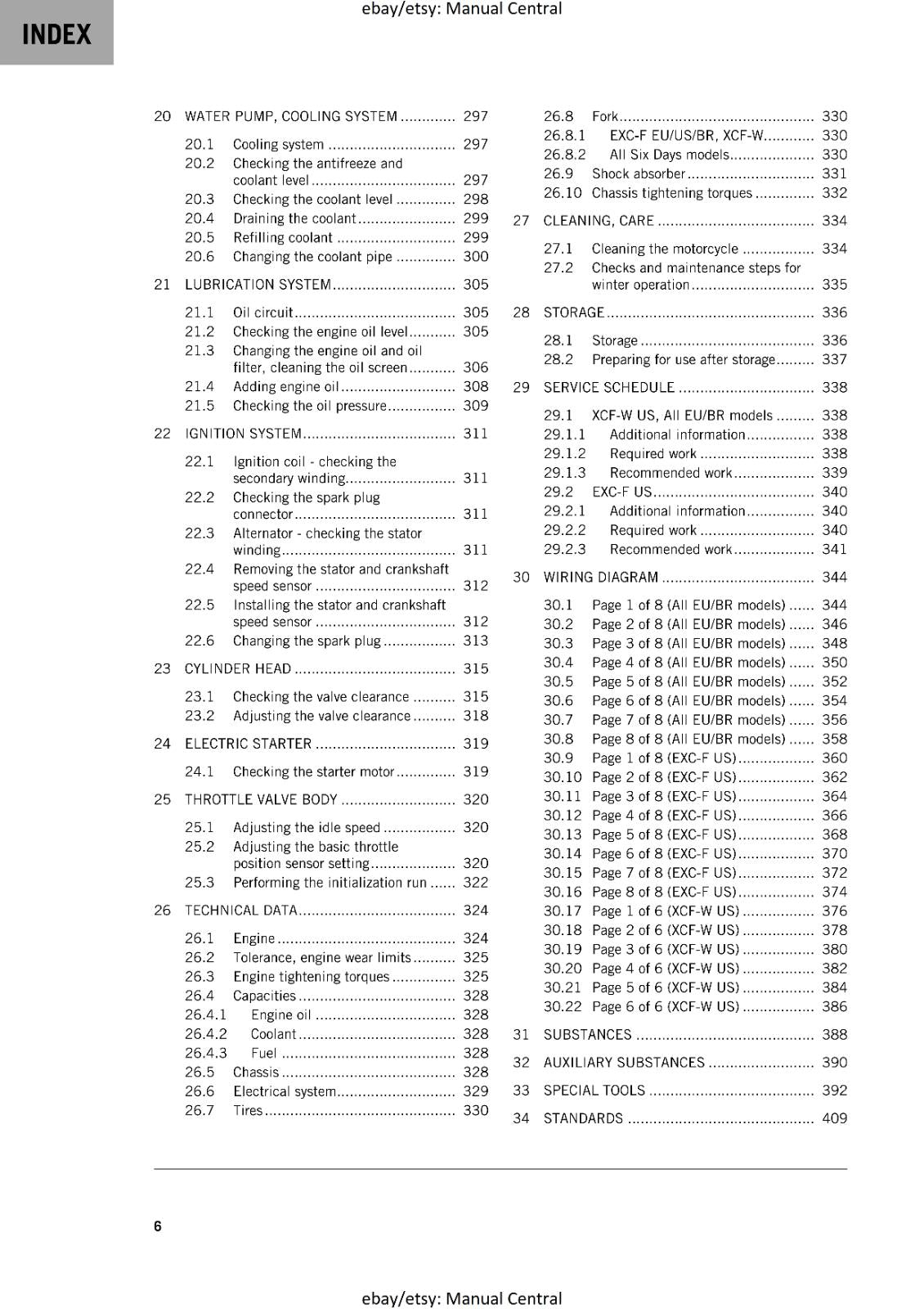 KTM 2020 - 350 EXC-F SIX DAYS XCF-W -  WORKSHOP SERVICE REPAIR MANUAL
