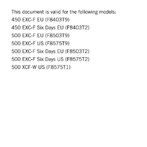 KTM 2020 - 450 500 EXC-F SIX DAYS XCF-W - WORKSHOP SERVICE REPAIR MANUAL