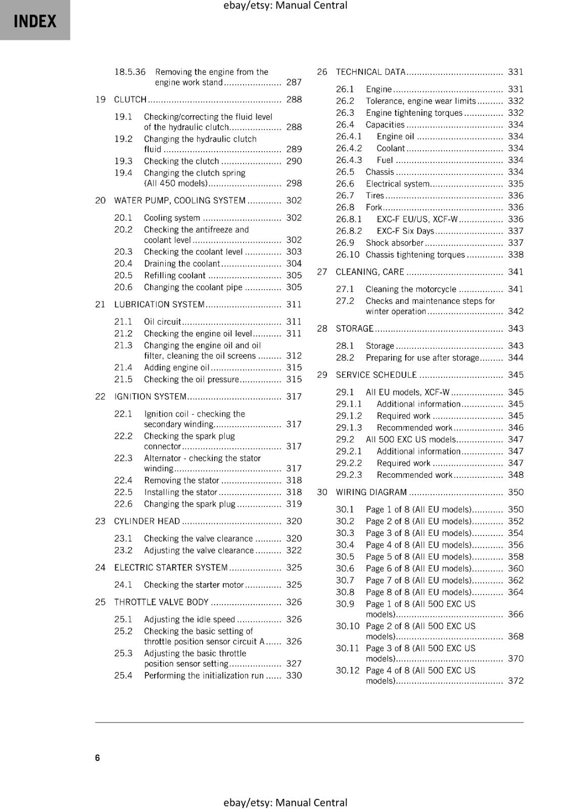 KTM 2020 - 450 500 EXC-F SIX DAYS XCF-W - WORKSHOP SERVICE REPAIR MANUAL