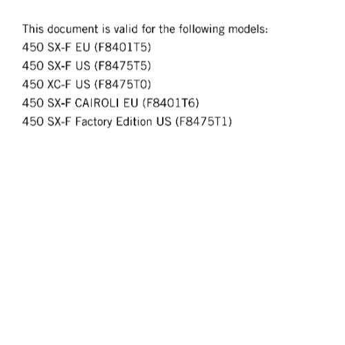 KTM 2020 - 450 XC-F SX-F CAIROLI FACTORY - WORKSHOP SERVICE REPAIR MANUAL