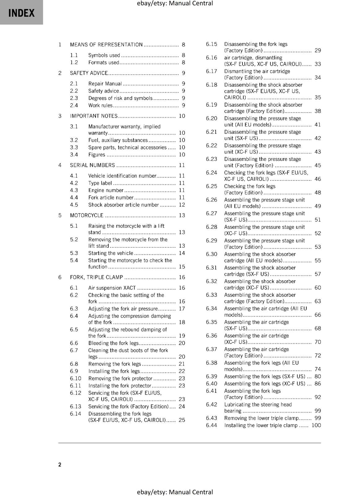 KTM 2020 - 450 XC-F SX-F CAIROLI FACTORY - WORKSHOP SERVICE REPAIR MANUAL