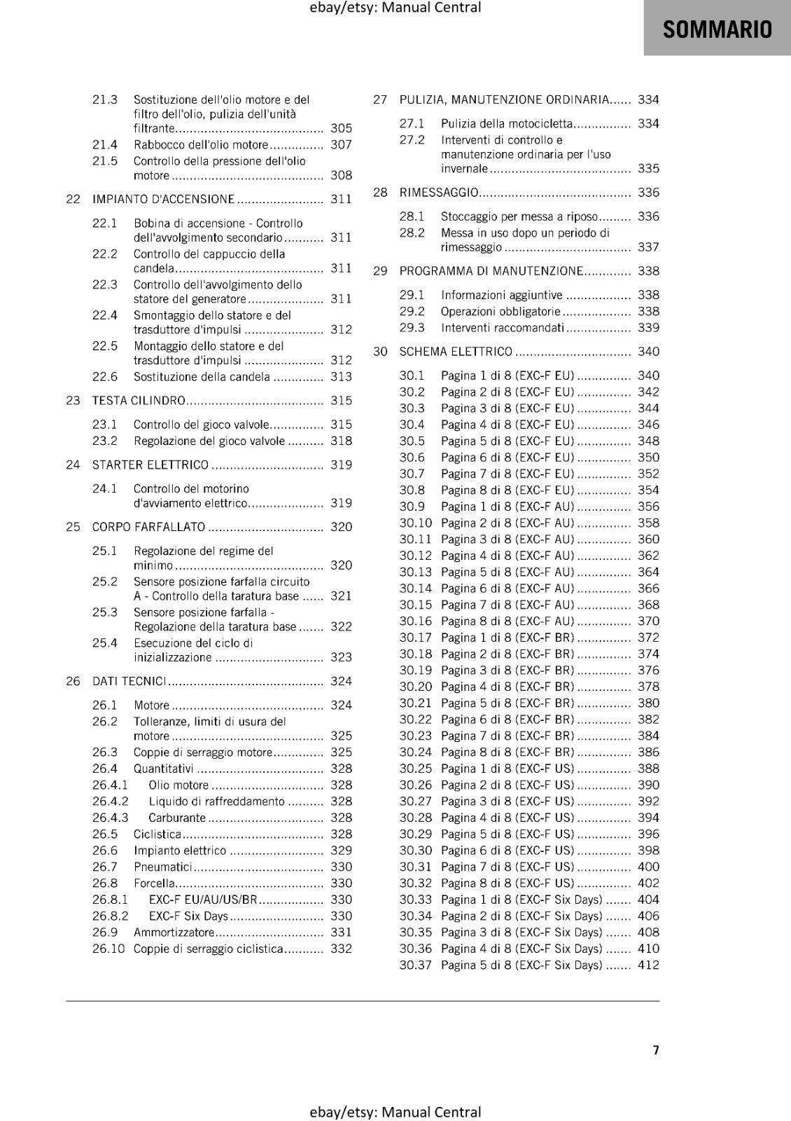 ITALIAN LANGUAGE - KTM 2017 - 350 EXC-F  - MANUALE DI RIPARAZIONE