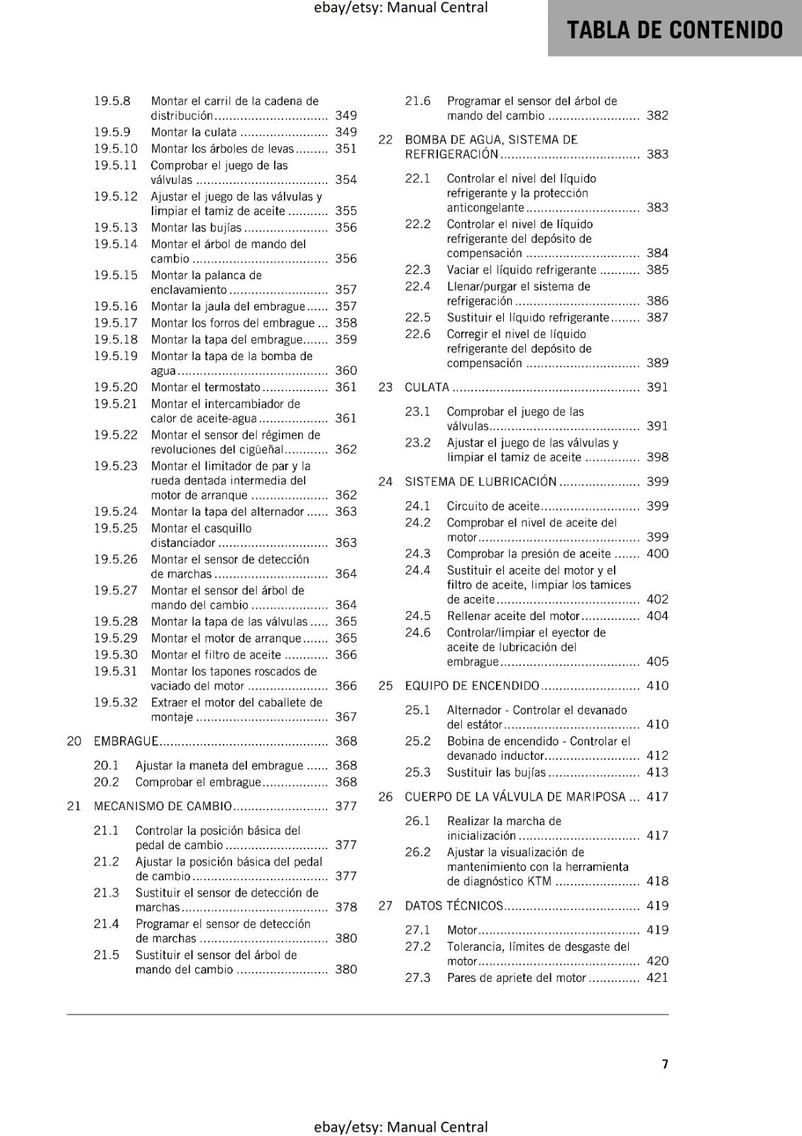 KTM 2022 - SPANISH LANGUAGE - 890 ADVENTURE R - MANUAL DE REPARACION