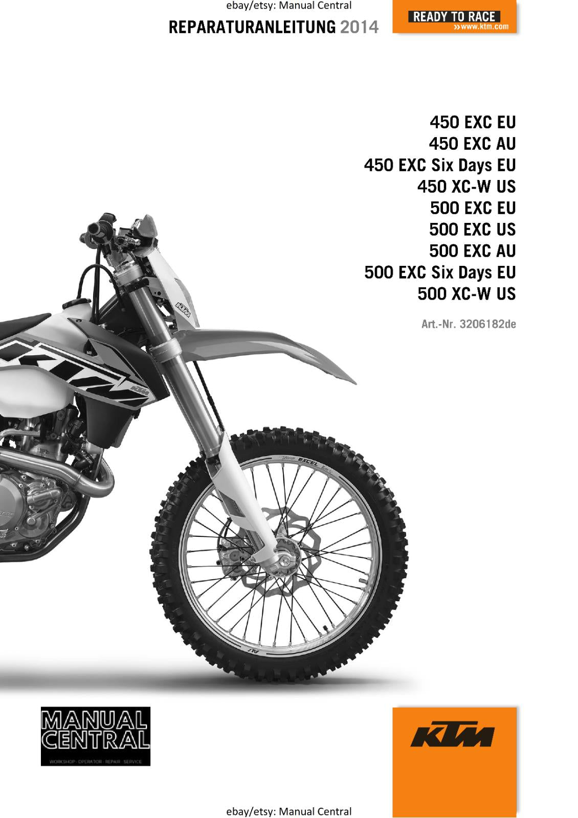 GERMAN LANGUAGE - KTM 2014- 450 500 EXC SIX DAYS XC-W - REPARATURANLEITUNG