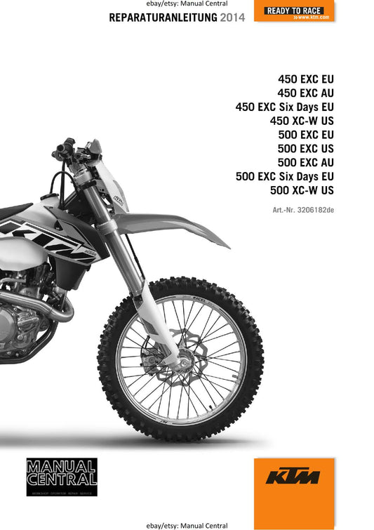 GERMAN LANGUAGE - KTM 2014- 450 500 EXC SIX DAYS XC-W - REPARATURANLEITUNG