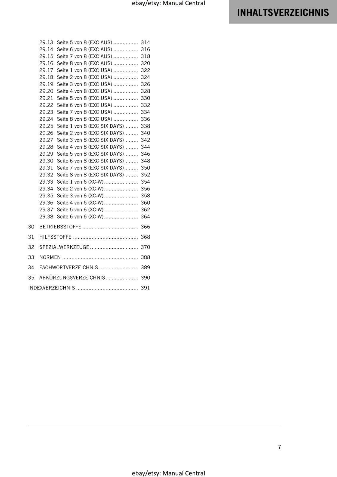 GERMAN LANGUAGE - KTM 2014- 450 500 EXC SIX DAYS XC-W - REPARATURANLEITUNG