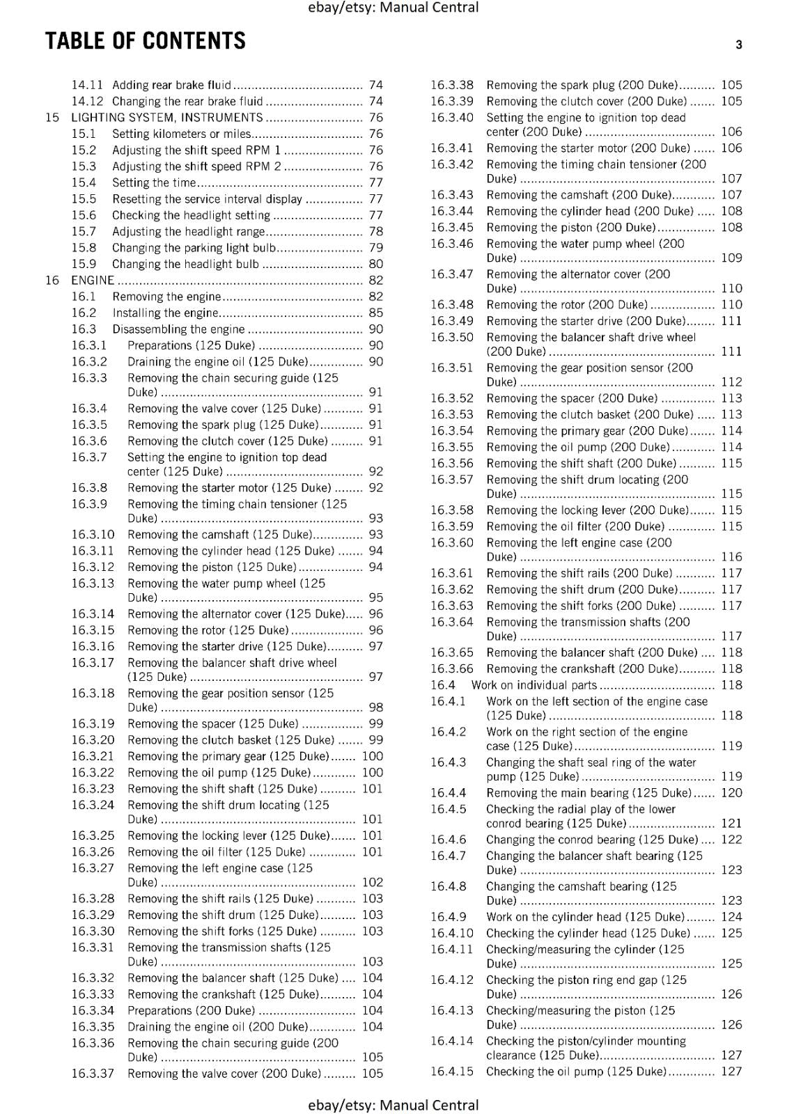 KTM 2012 - 125 200 DUKE - 2013 COL - WORKSHOP SERVICE REPAIR MANUAL