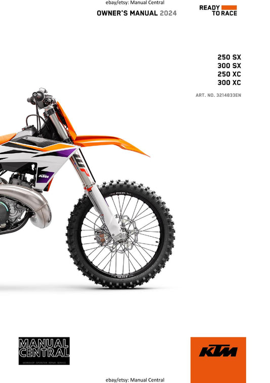 2024 OWNERS MANUAL -  250 300 SX XC - REPRINT