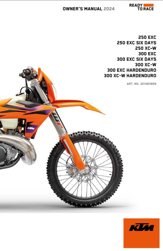 2024 OWNERS MANUAL - KTM 250 300 EXC SIX DAYS XC-W HARDENDURO - REPRINT