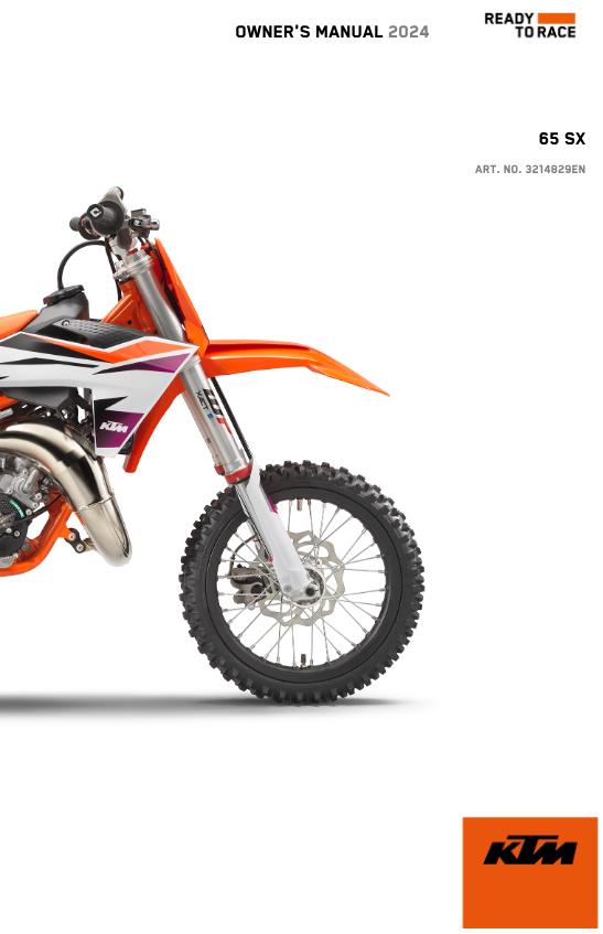 2024 OWNERS MANUAL - KTM 65 SX - REPRINT