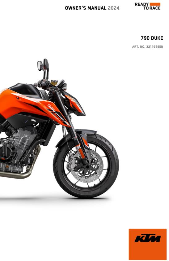 2024 OWNERS MANUAL - KTM 790 DUKE EU -  REPRINT