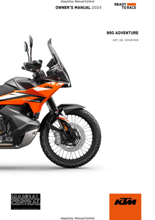 2024 OWNERS MANUAL - KTM 890 ADVENTURE -  REPRINT