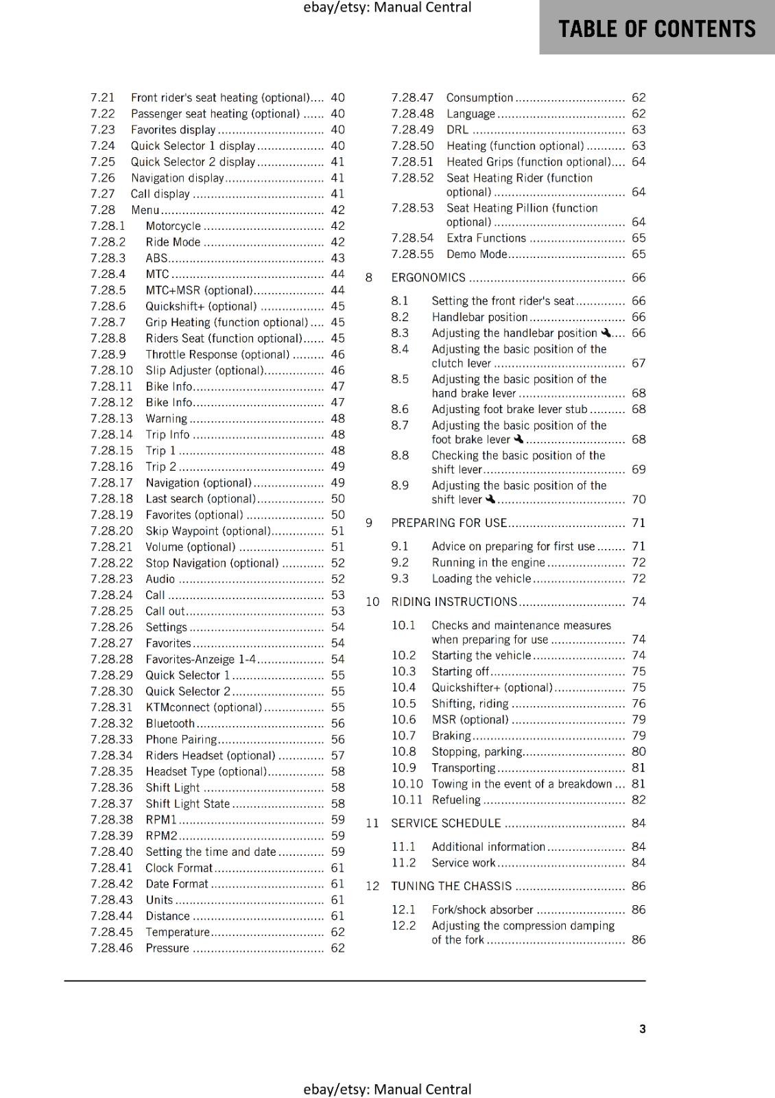 2024 OWNERS MANUAL - KTM 890 ADVENTURE -  REPRINT