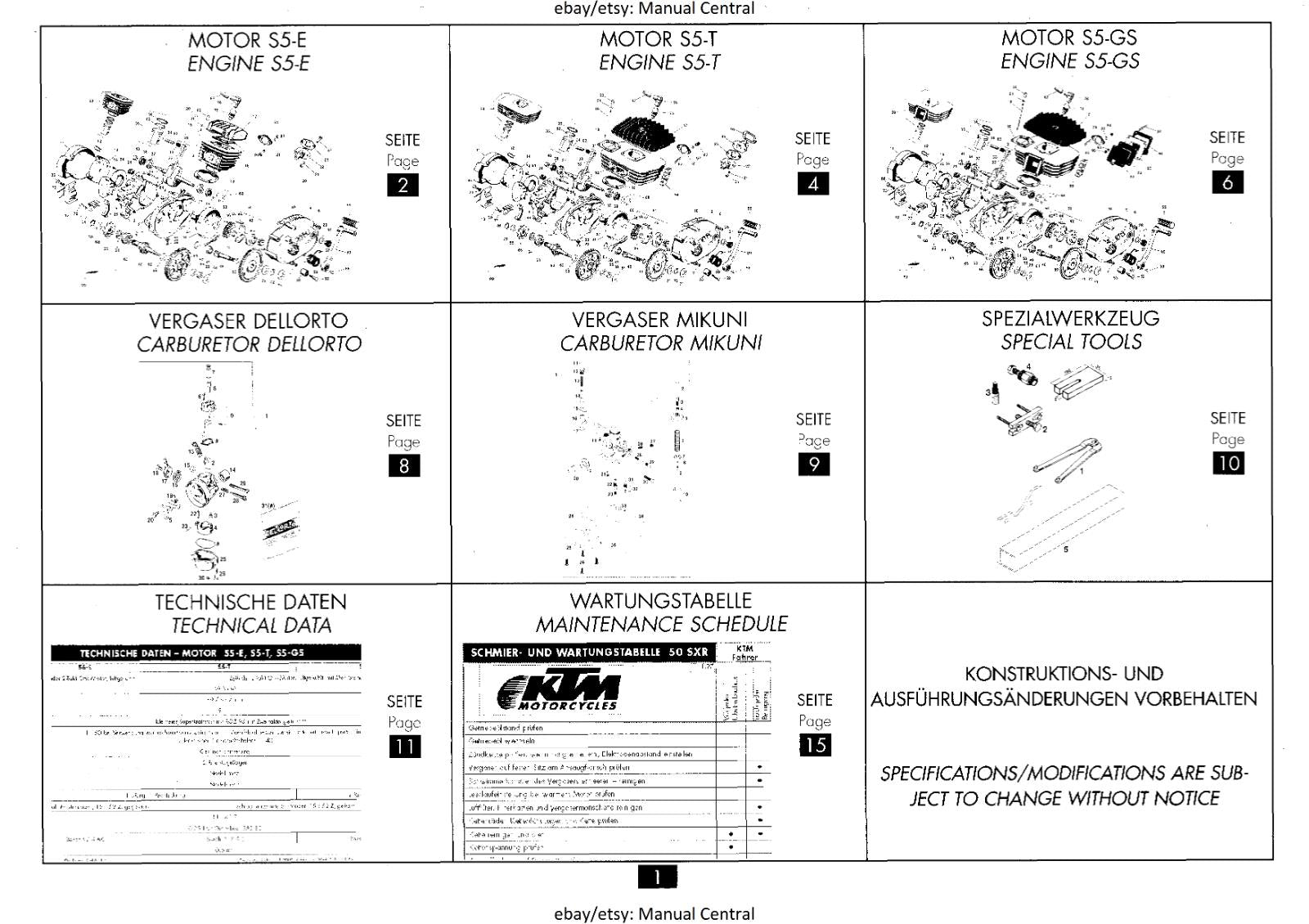 KTM 50 SXR -  S5-E S5-T S5-GS - ENGINE PARTS MANUAL - 03/97 EDITION