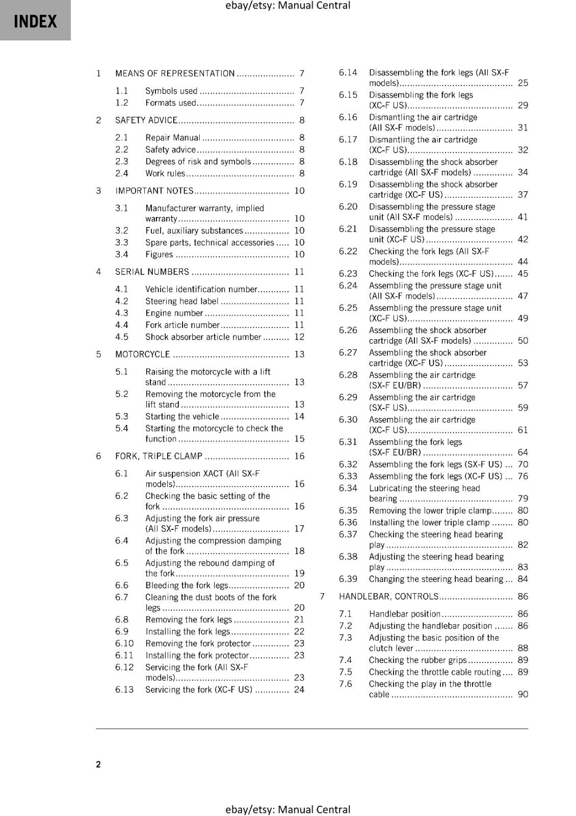 KTM 2024 - 450 SX-F XC-F -  WORKSHOP SERVICE REPAIR MANUAL