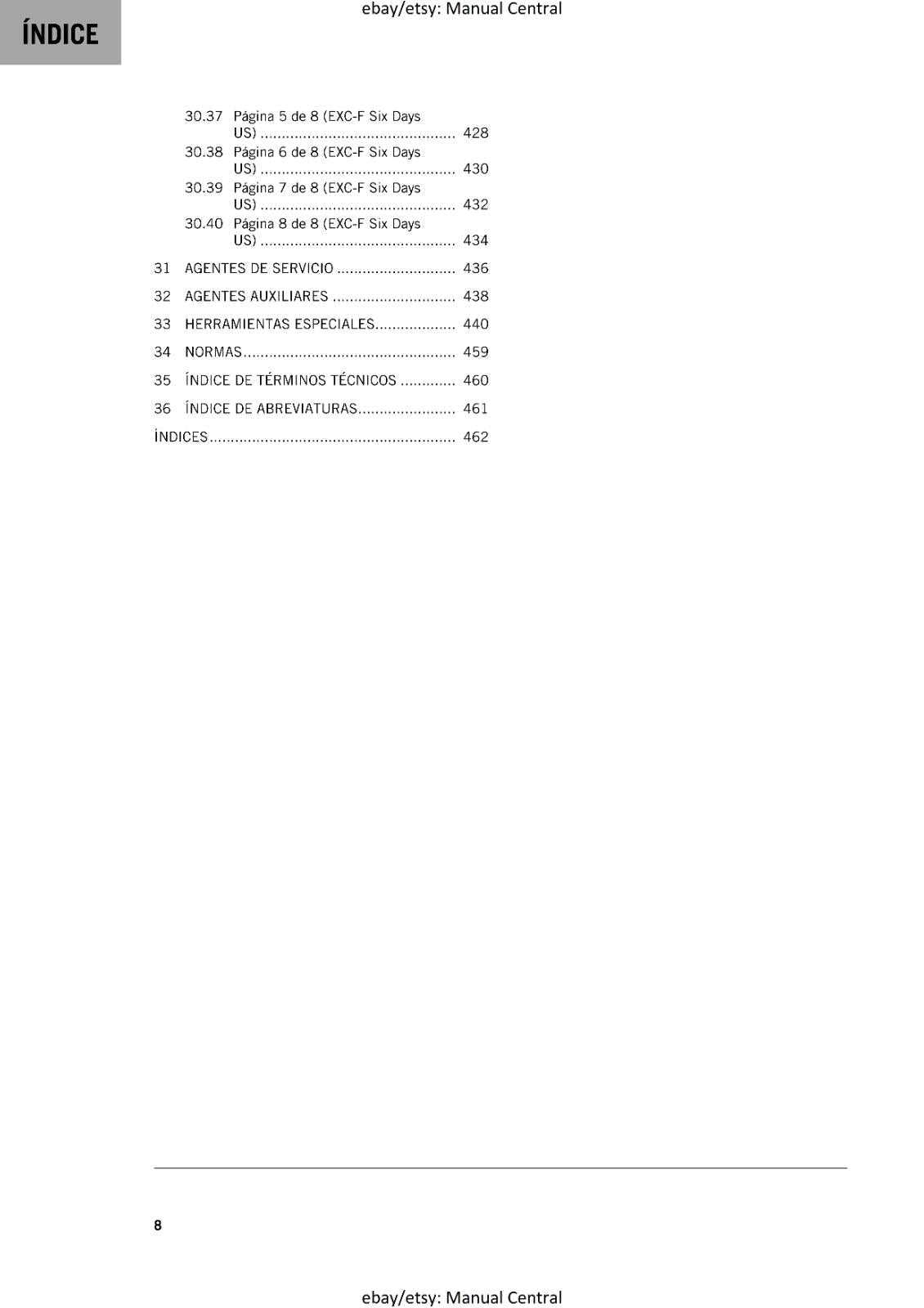 KTM 2017 - SPANISH LANGUAGE - 450 500 EXC-F SIX DAYS - MANUAL DE REPARACION