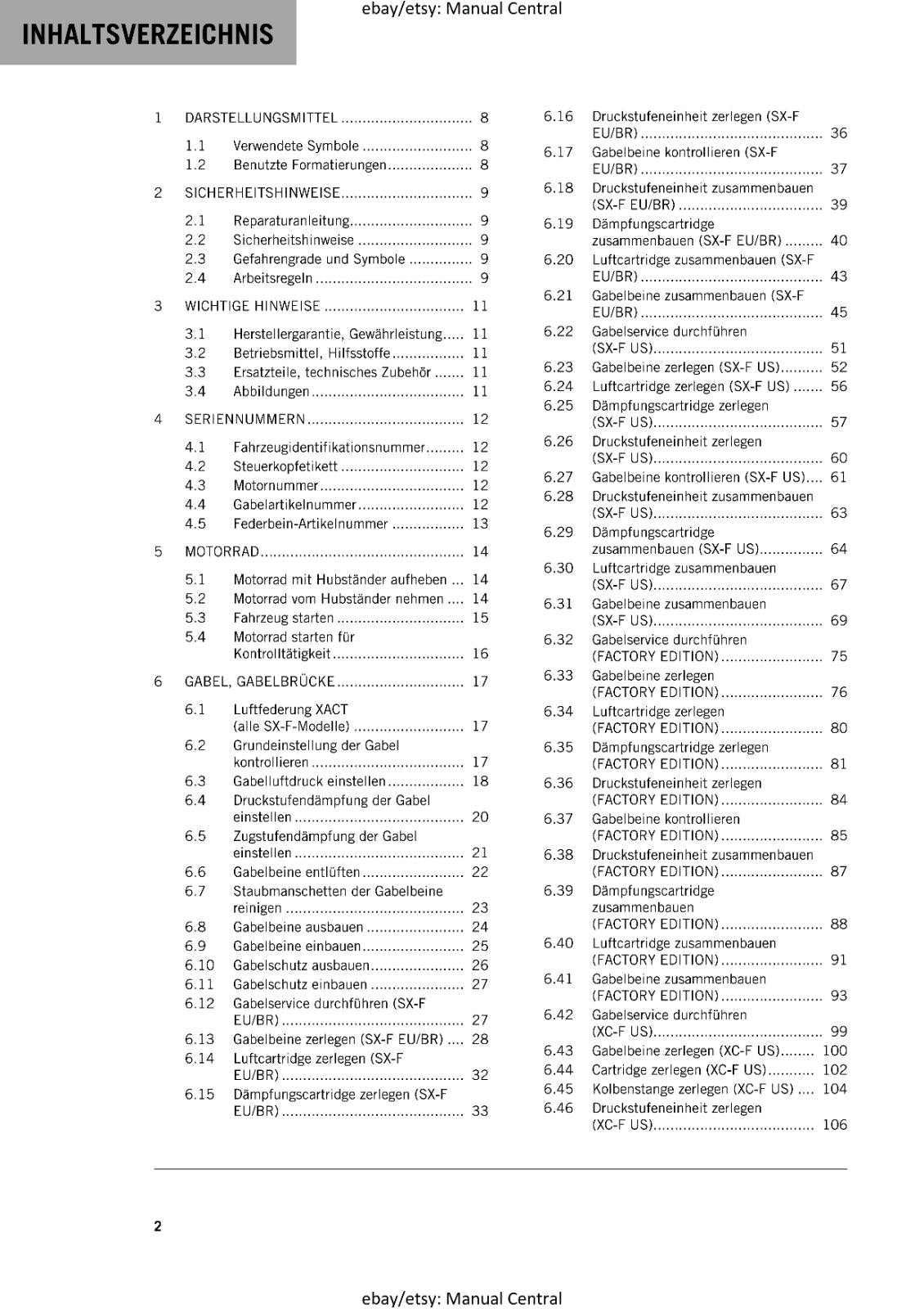 GERMAN LANGUAGE - KTM 2024- 450 SX-F XC-F FACTORY EDITION - REPARATURANLEITUNG