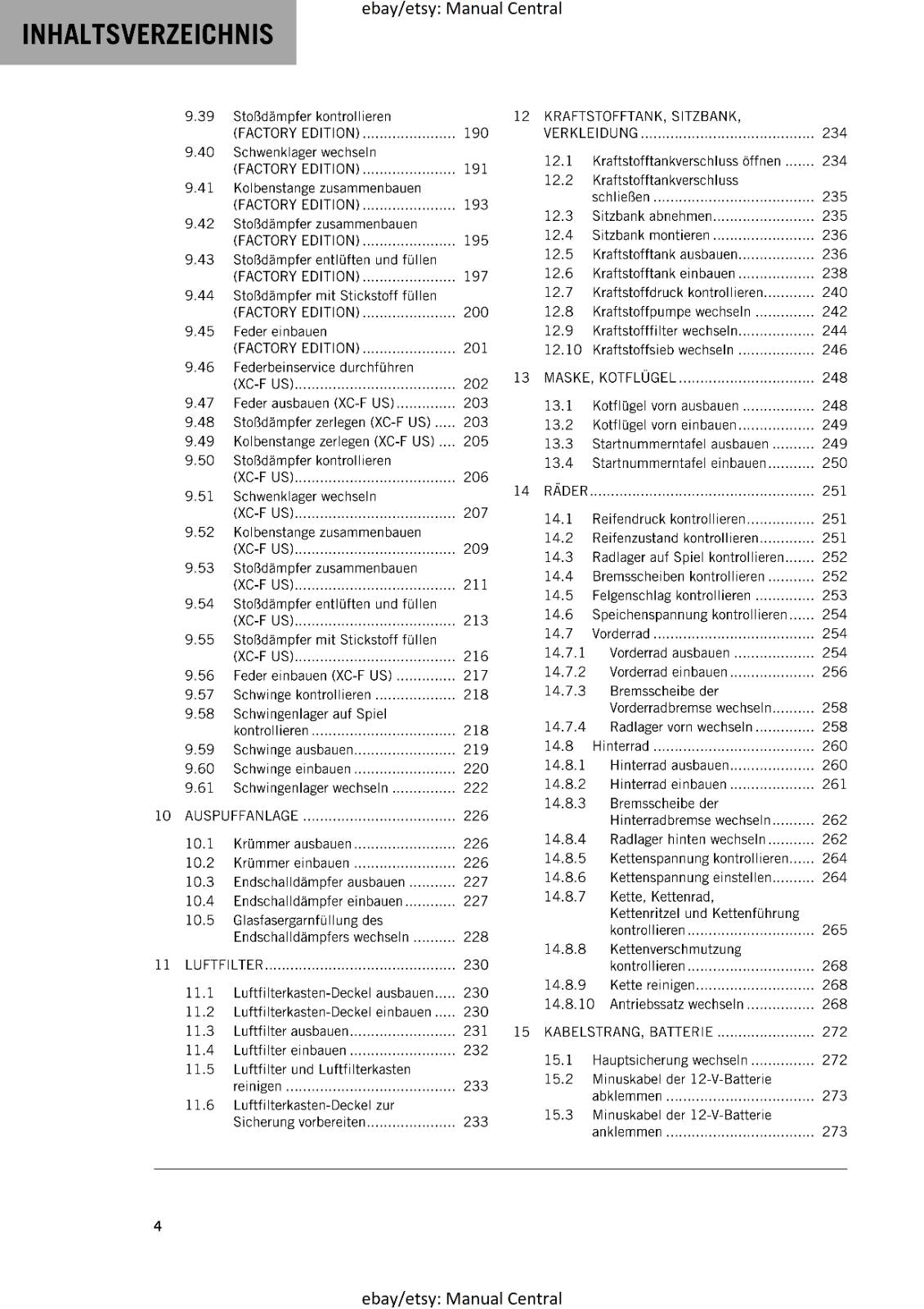 GERMAN LANGUAGE - KTM 2024- 450 SX-F XC-F FACTORY EDITION - REPARATURANLEITUNG