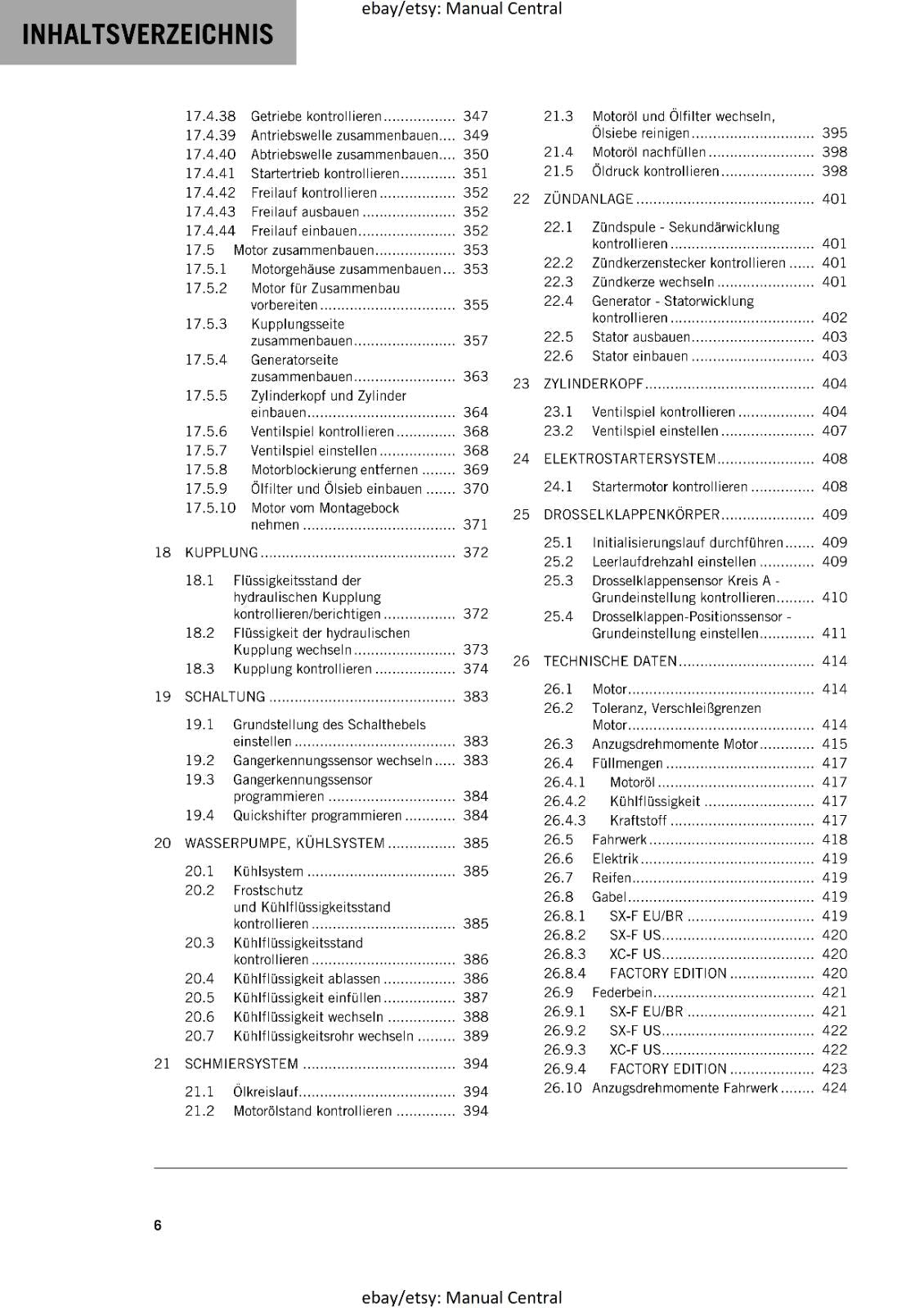 GERMAN LANGUAGE - KTM 2024- 450 SX-F XC-F FACTORY EDITION - REPARATURANLEITUNG