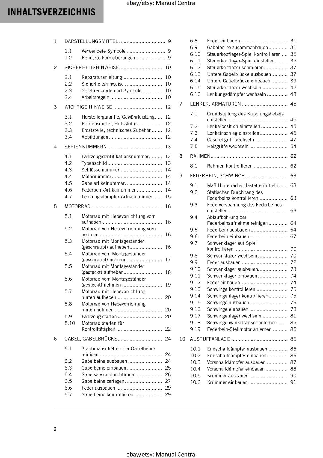 GERMAN LANGUAGE - KTM 2020- 1290 SUPER DUKE GT - REPARATURANLEITUNG