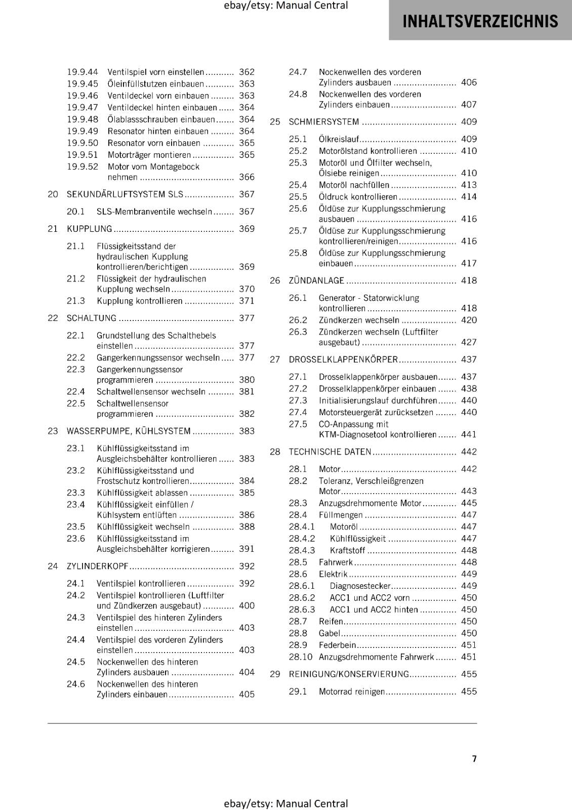GERMAN LANGUAGE - KTM 2020- 1290 SUPER DUKE GT - REPARATURANLEITUNG