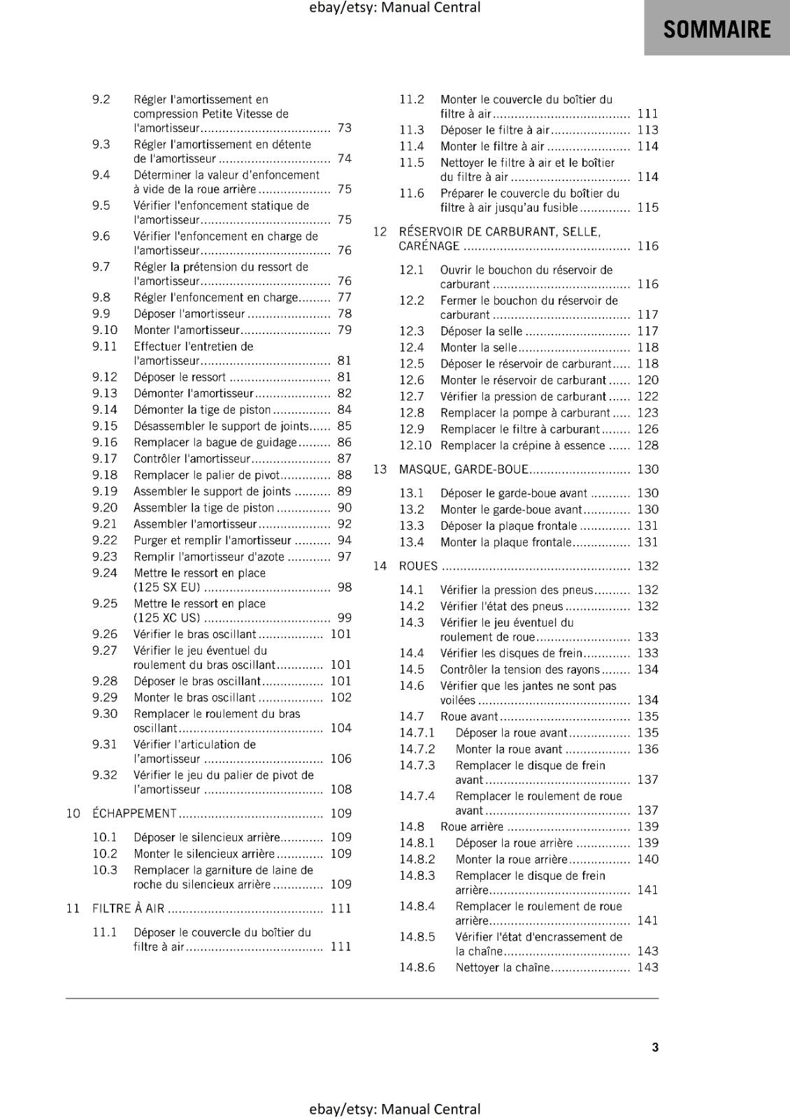 KTM 2023 - FRENCH LANGUAGE - 125 XC SX - MANUEL DE REPARATION