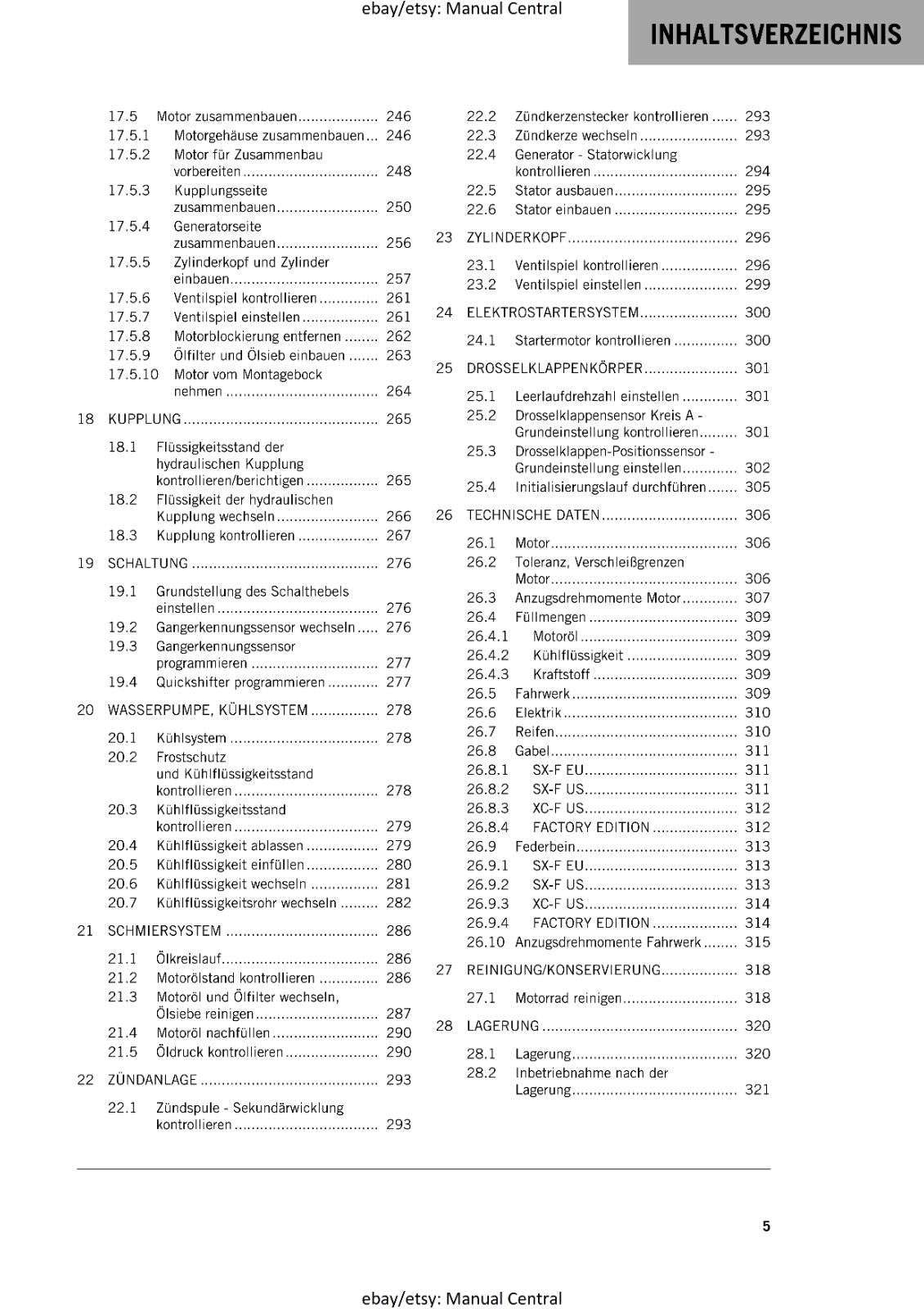 GERMAN LANGUAGE - KTM 2023- 450 XC-F SX-F FACTORY EDITION - REPARATURANLEITUNG