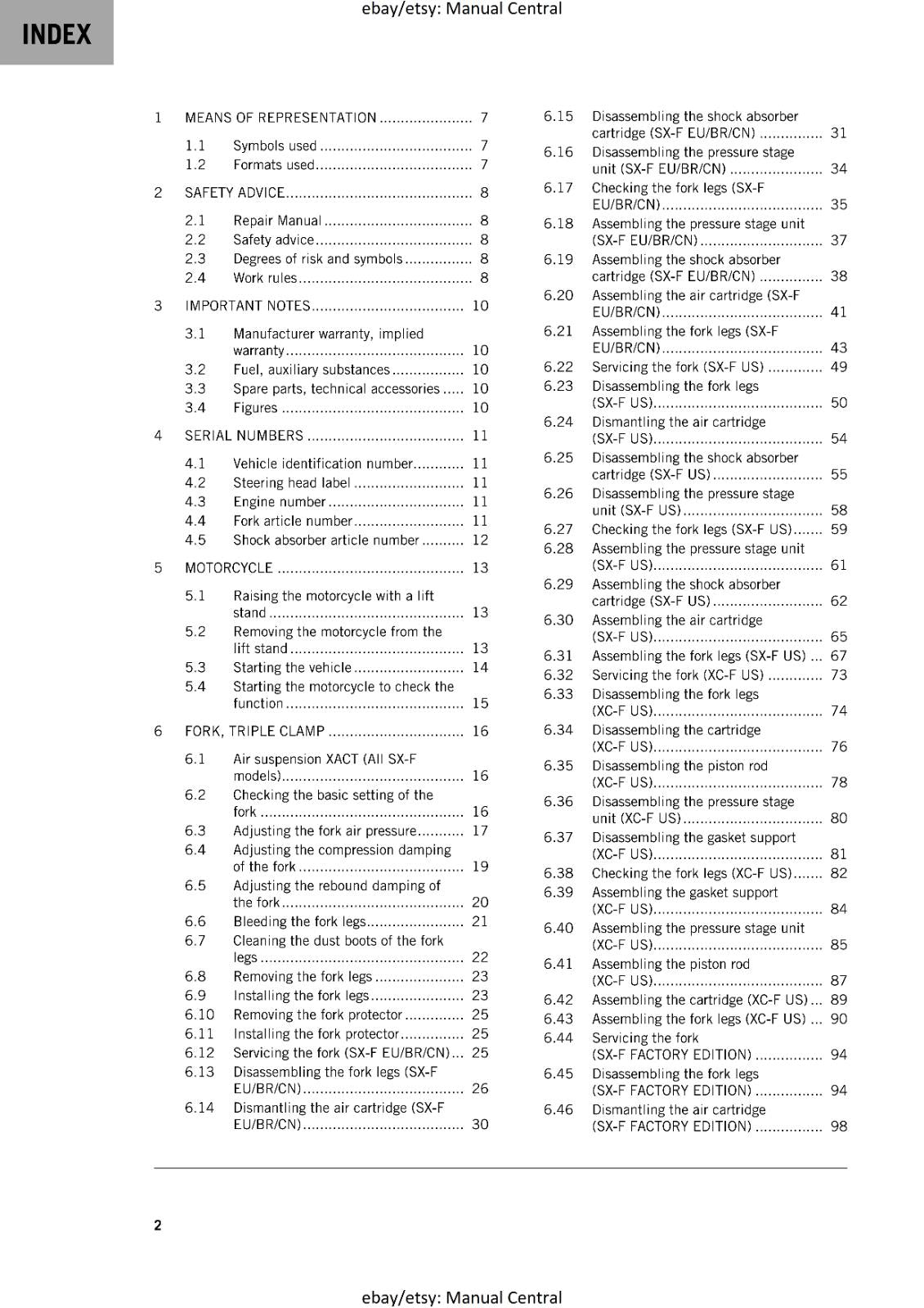 KTM 2024 - 250 XC-F SX-F FACTORY -  WORKSHOP SERVICE REPAIR MANUAL - REPRINTED