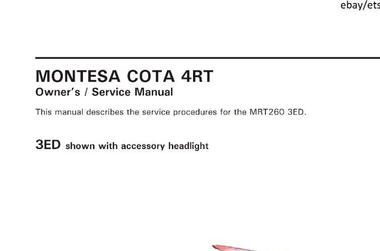 2022 MONTESSA COTA 4RT 260 - OPERATOR - SERVICE MANUAL - REPRINTED COMB BOUND