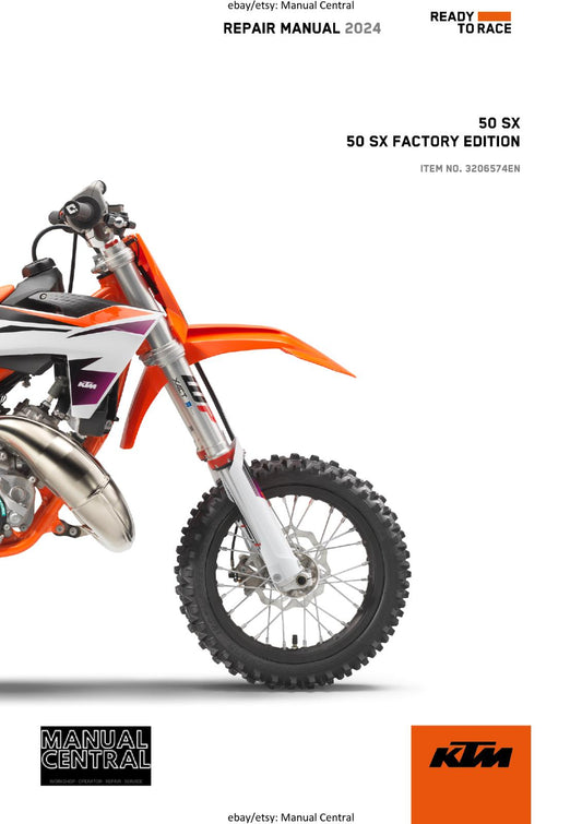 KTM 2024 -50 SX FACTORY EDITION -  WORKSHOP SERVICE REPAIR MANUAL - REPRINTED
