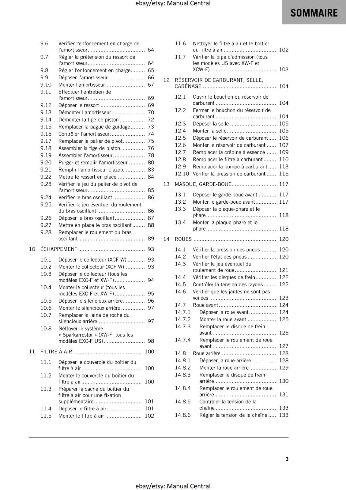 KTM 2020 - FRENCH LANGUAGE - 450 500 EXC-F SIX DAYS XCF-W - MANUEL DE REPARATION