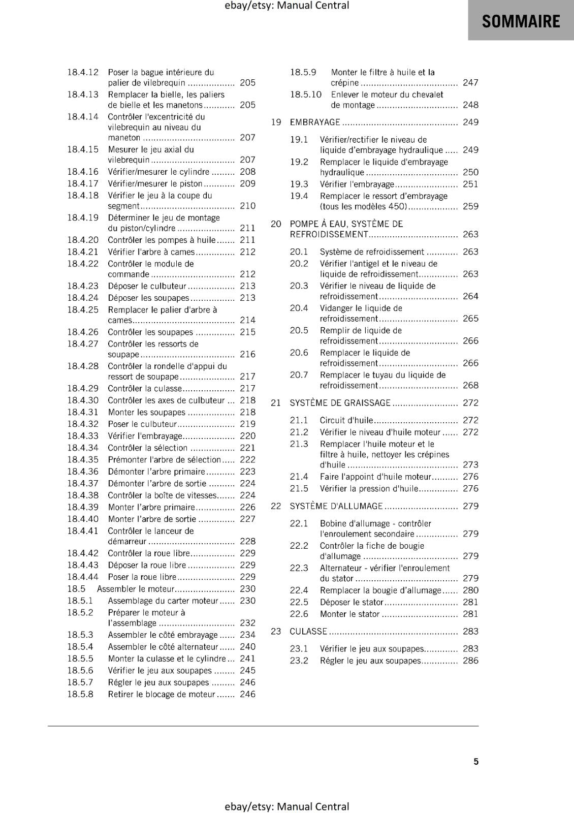 KTM 2020 - FRENCH LANGUAGE - 450 500 EXC-F SIX DAYS XCF-W - MANUEL DE REPARATION