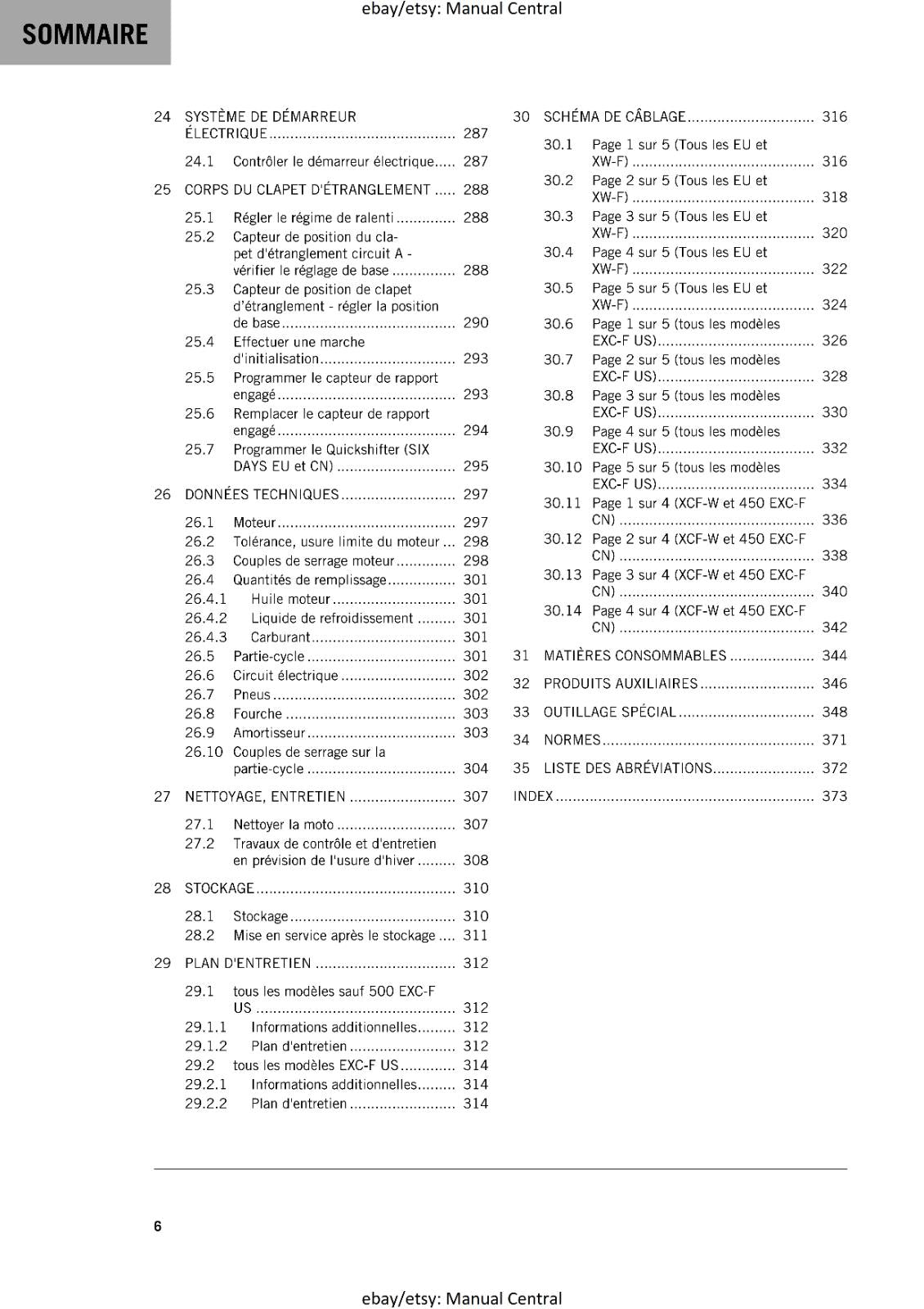 KTM 2020 - FRENCH LANGUAGE - 450 500 EXC-F SIX DAYS XCF-W - MANUEL DE REPARATION