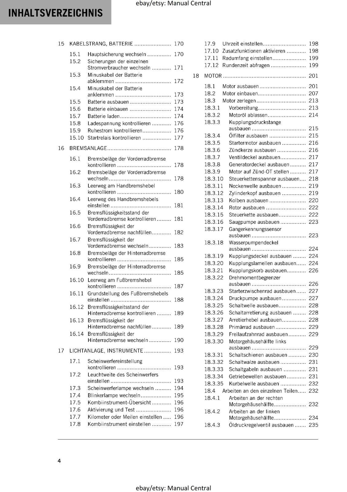 GERMAN LANGUAGE - KTM 2018 - 450 500 EXC-F SIX DAYS  - REPARATURANLEITUNG