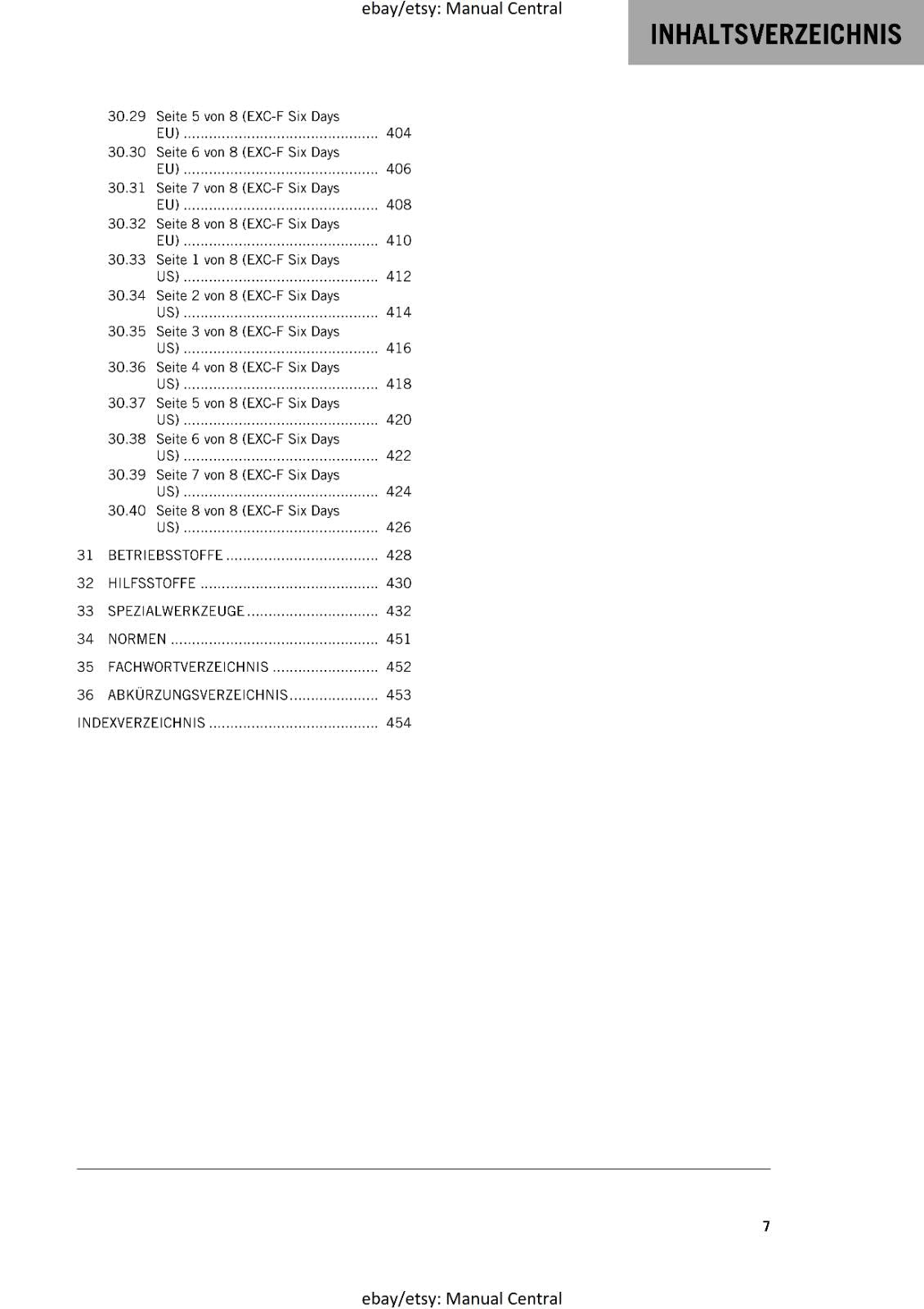 GERMAN LANGUAGE - KTM 2018 - 450 500 EXC-F SIX DAYS  - REPARATURANLEITUNG