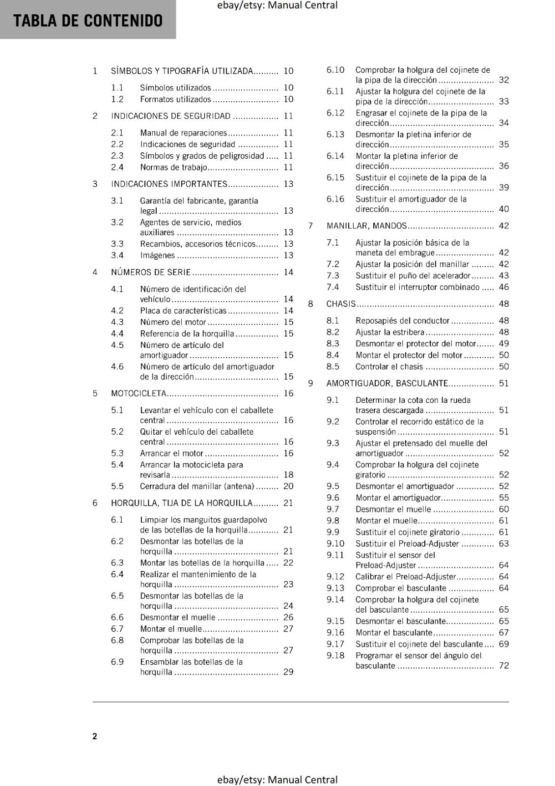 KTM 2022 - SPANISH LANGUAGE - 1290 SUPER ADVENTURE S - MANUAL DE REPARACION
