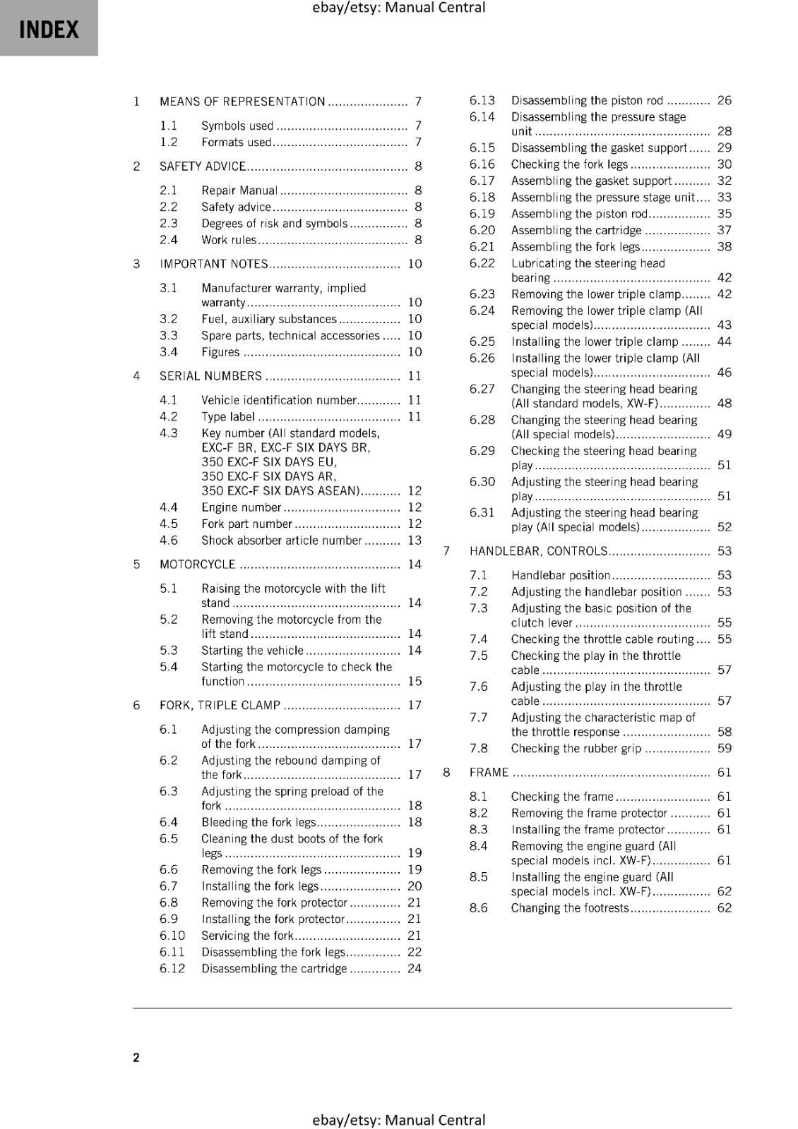 KTM 2024 - 350 EXC-F SIX DAYS XW-F -  WORKSHOP SERVICE REPAIR MANUAL - REPRINTED