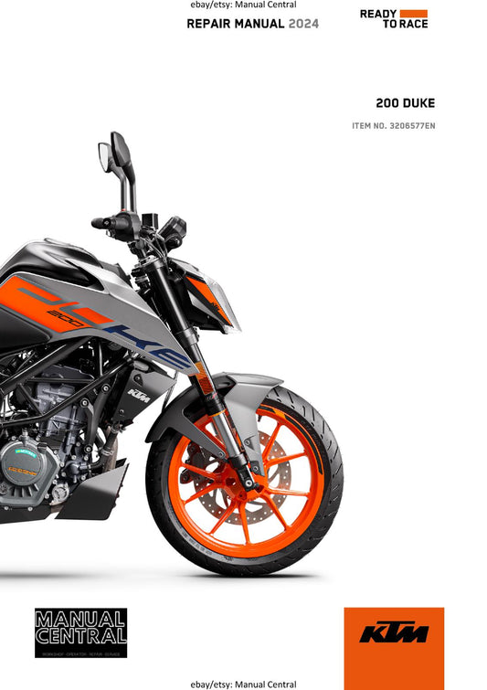 KTM 2024 - 200 DUKE -  WORKSHOP SERVICE REPAIR MANUAL - REPRINTED