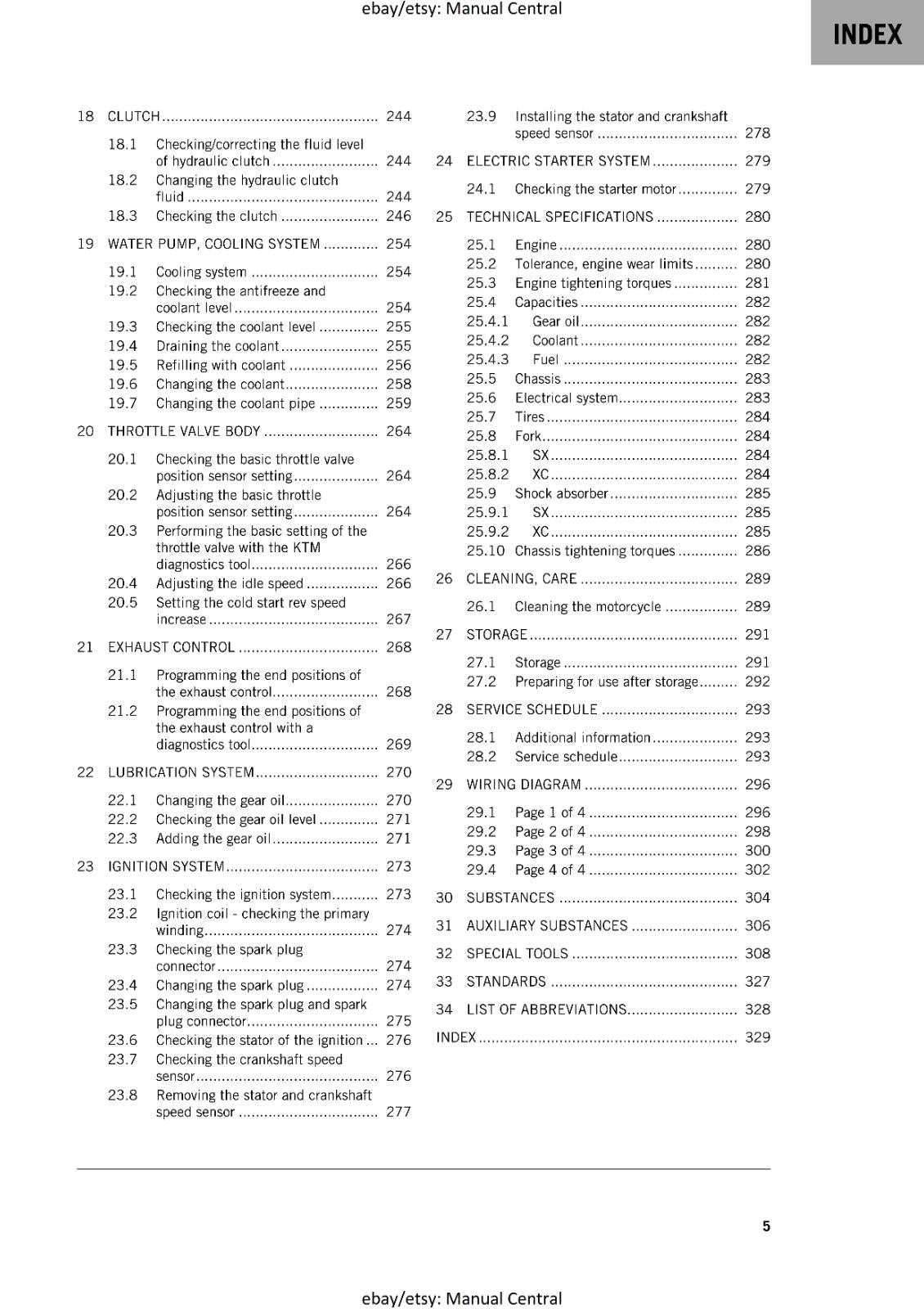 KTM 2024 - 125 SX XC -  WORKSHOP SERVICE REPAIR MANUAL - REPRINTED