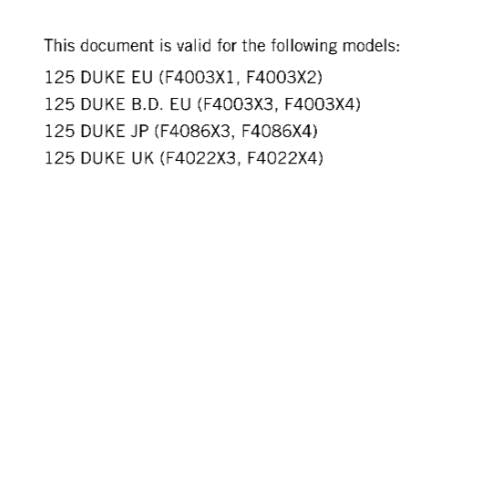 KTM 2024 - 125 DUKE -  WORKSHOP SERVICE REPAIR MANUAL - REPRINTED