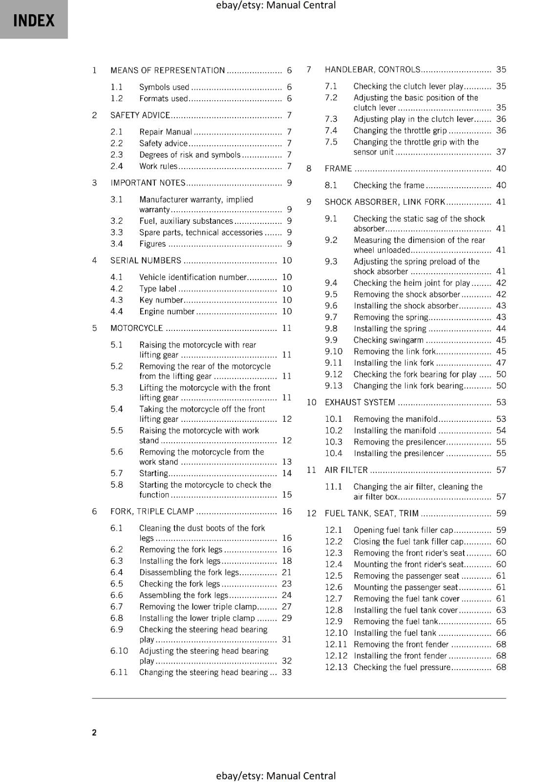 KTM 2024 - 125 DUKE -  WORKSHOP SERVICE REPAIR MANUAL - REPRINTED