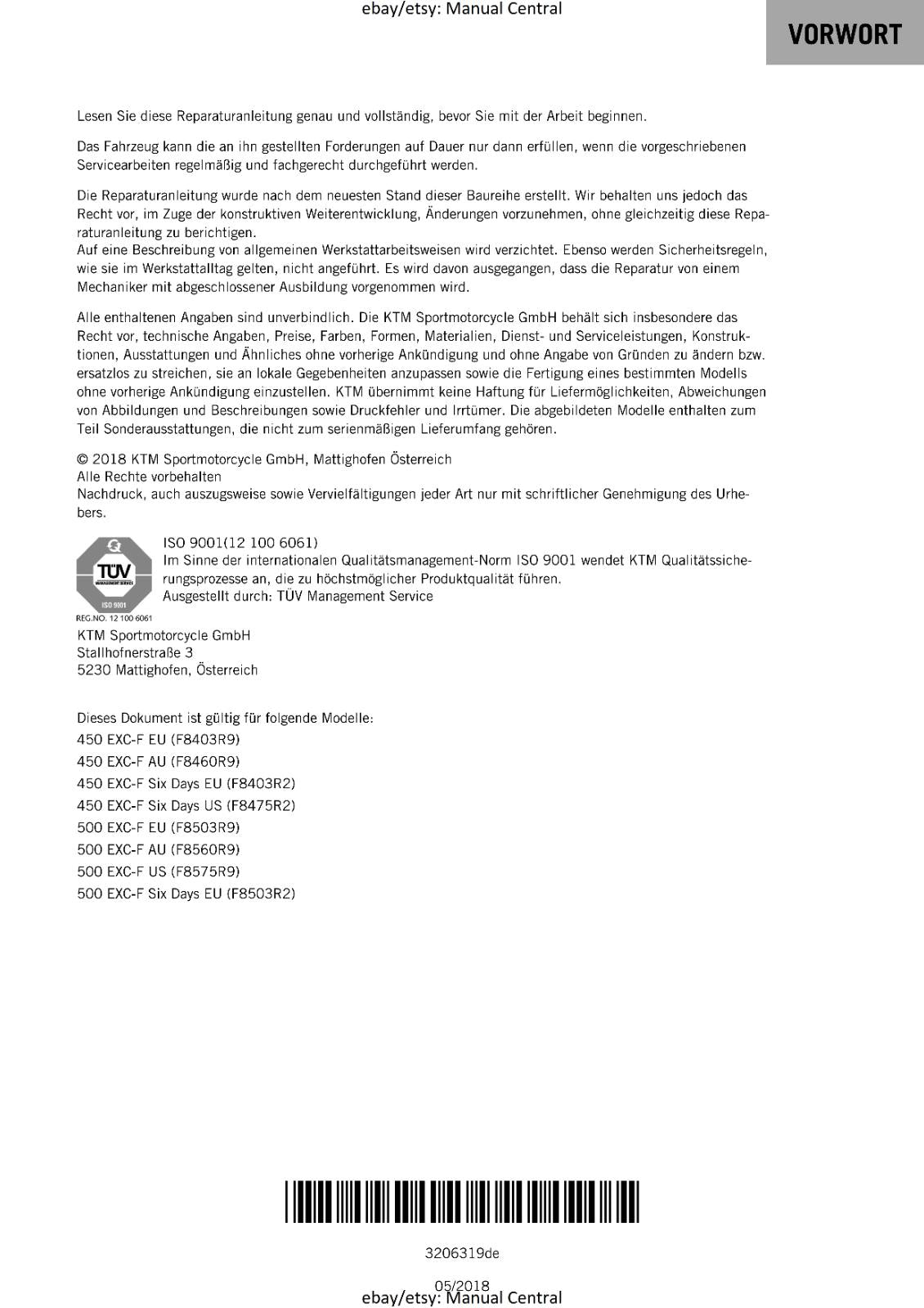 GERMAN LANGUAGE - KTM 2022- 1290 SUPER DUKE GT - REPARATURANLEITUNG