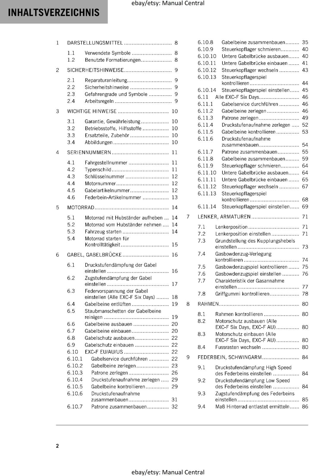 GERMAN LANGUAGE - KTM 2022- 1290 SUPER DUKE GT - REPARATURANLEITUNG
