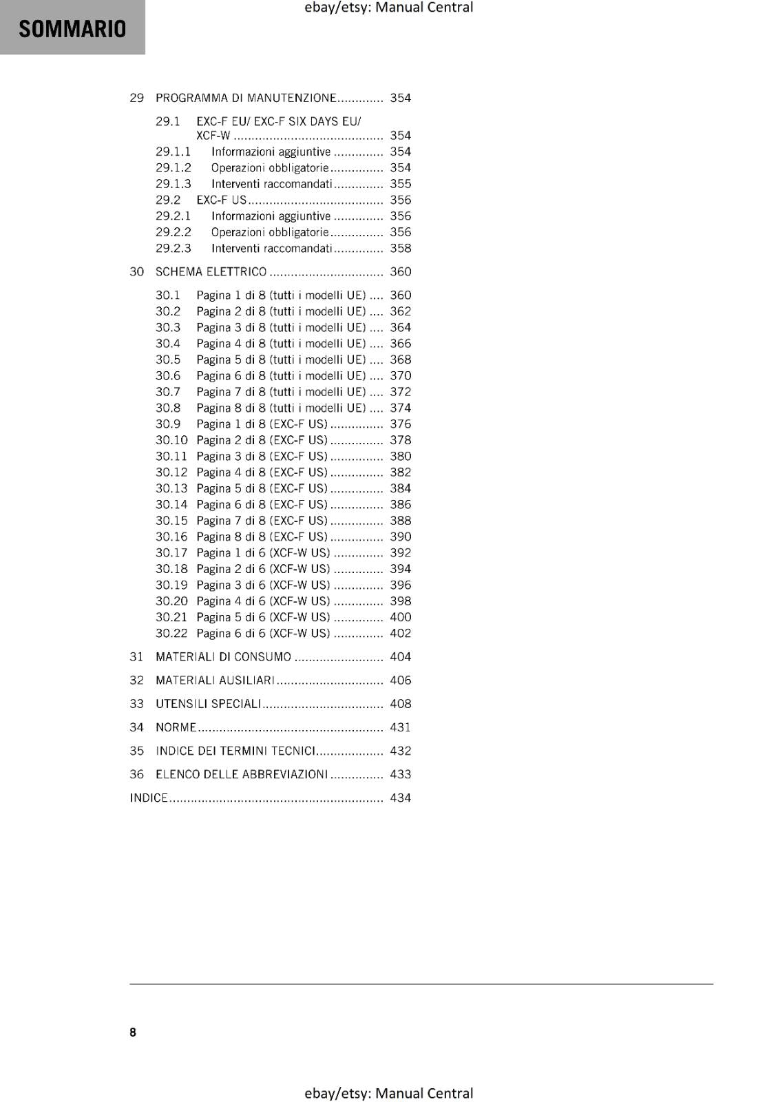 ITALIAN LANGUAGE - KTM 2021 - 450 500 EXC-F SIX DAYS  - MANUALE DI RIPARAZIONE