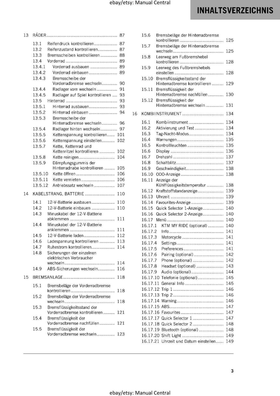 GERMAN LANGUAGE - KTM 2019- 390 DUKE - REPARATURANLEITUNG