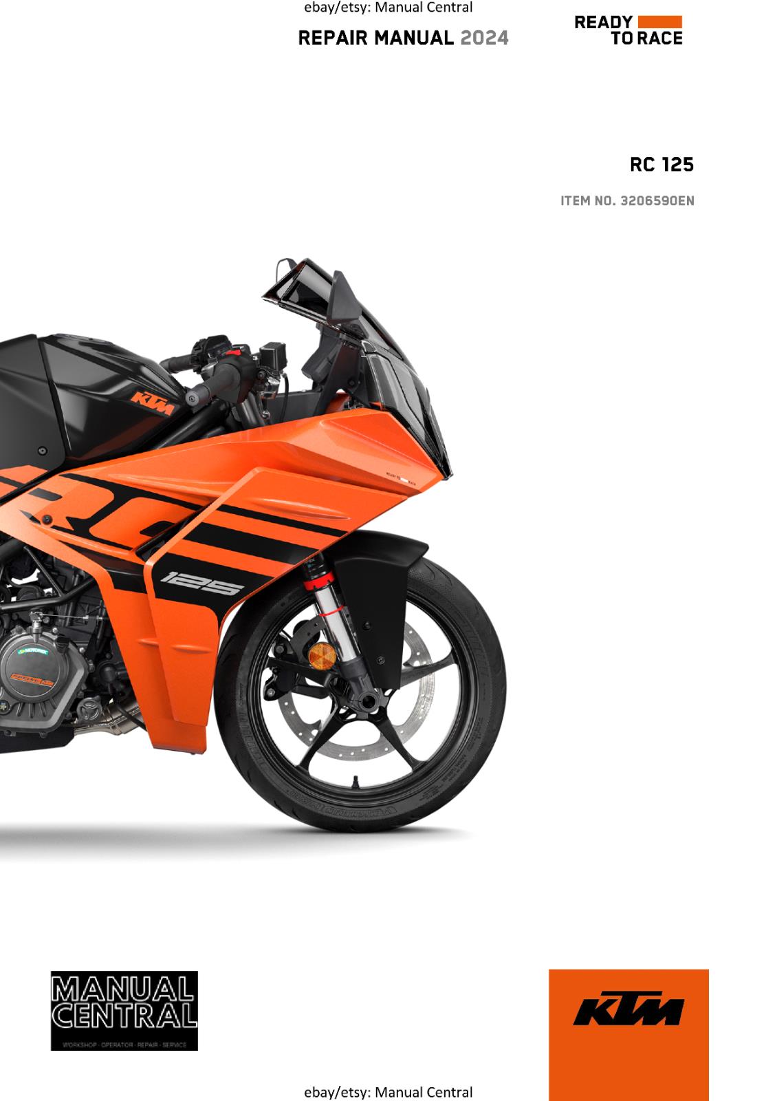 KTM 2024 - RC 125 -  WORKSHOP SERVICE REPAIR MANUAL - REPRINTED