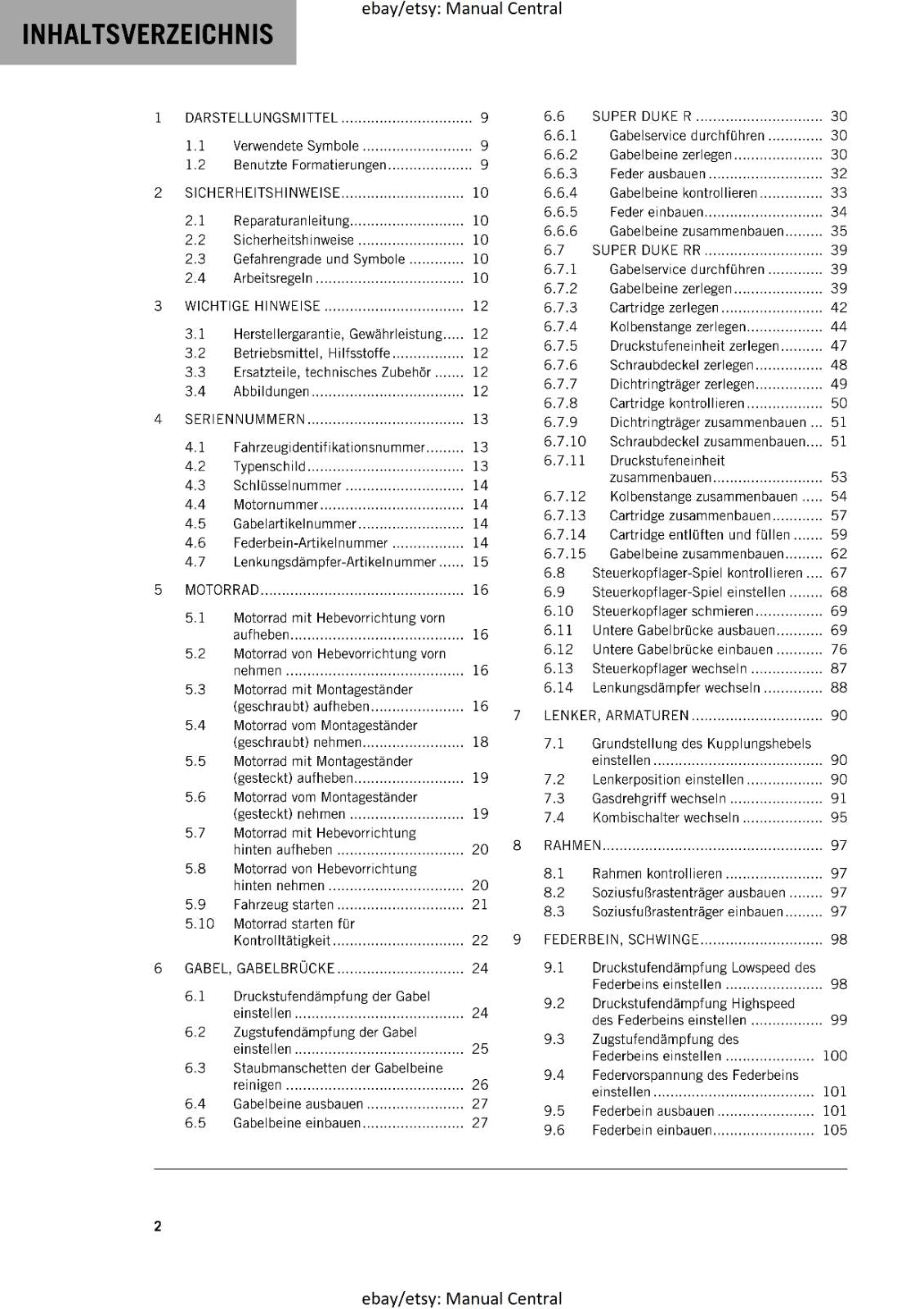GERMAN LANGUAGE - KTM 2021- 1290 SUPER DUKE R RR - REPARATURANLEITUNG