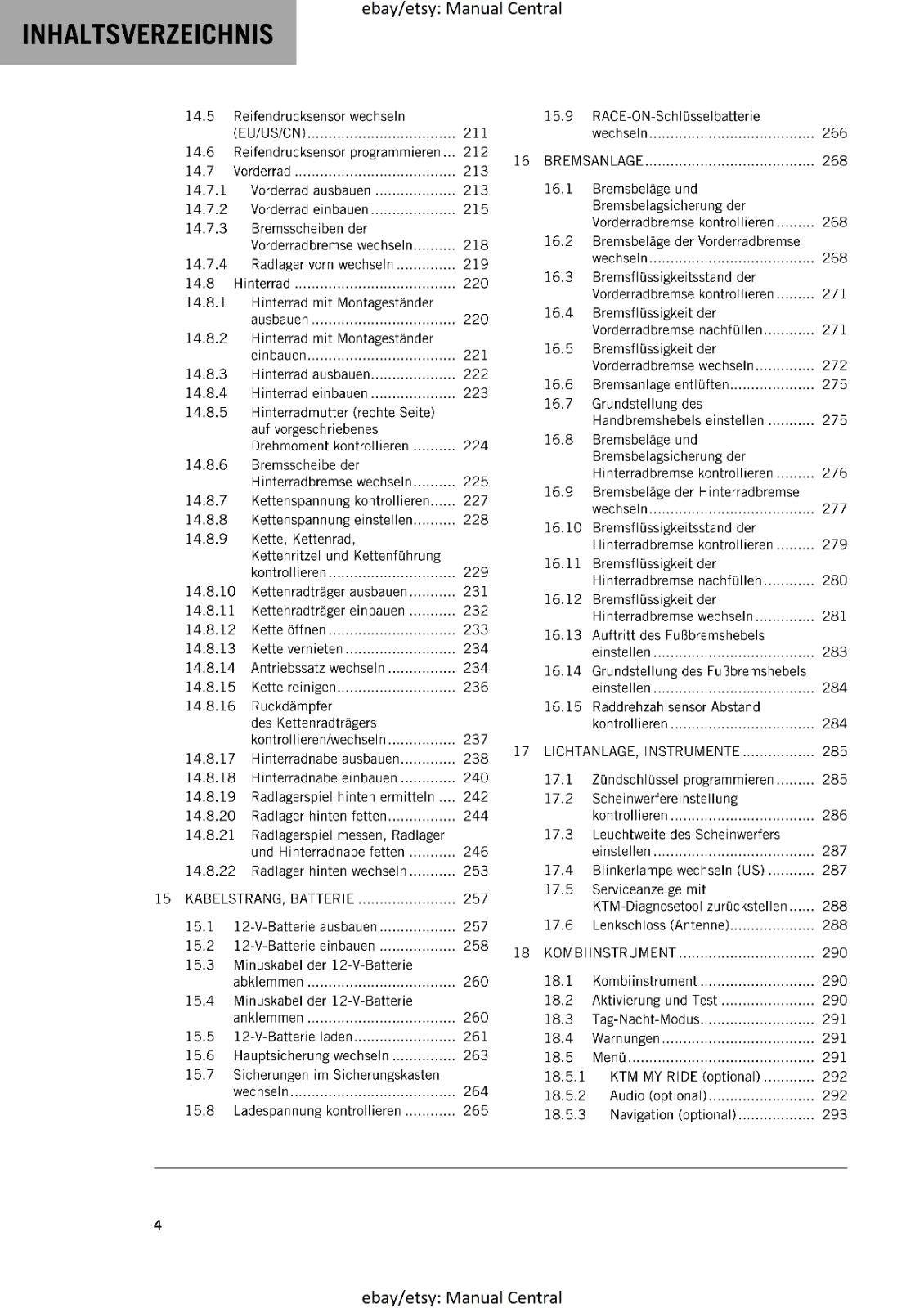 GERMAN LANGUAGE - KTM 2021- 1290 SUPER DUKE R RR - REPARATURANLEITUNG